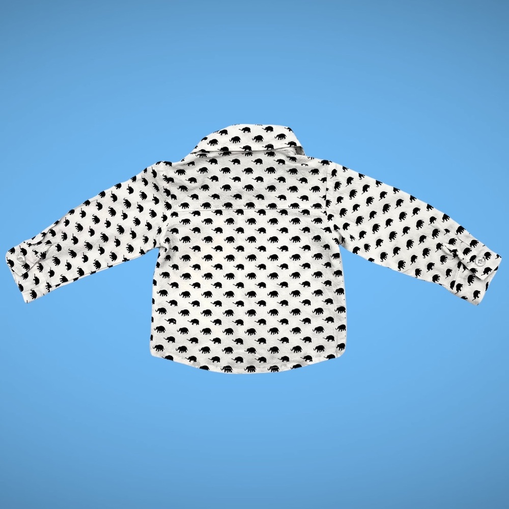 Big Elephant Button-Up Shirt Baby 3-6 Months Child Novelty Print Pattern Cotton - Picture 3 of 9